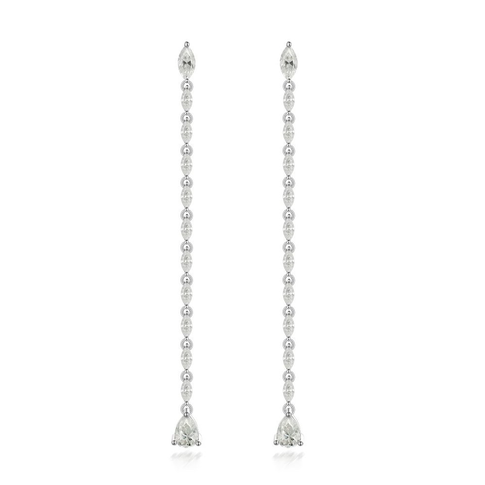 Pear Shape Diamond 14K (or 18k upon request) White Gold Drop Earrings